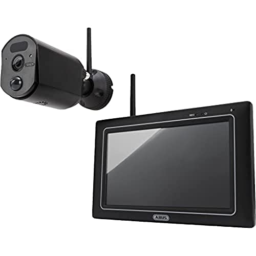 ABUS Überwachungskamera EasyLook BasicSet PPDF17000 – Kamera + tragbarer Monitor mit Touchscreen - einfache Handhabung, Alarm- und Aufnahme-Modus, Gegensprechfunktion, Nachtsicht, Schwarz