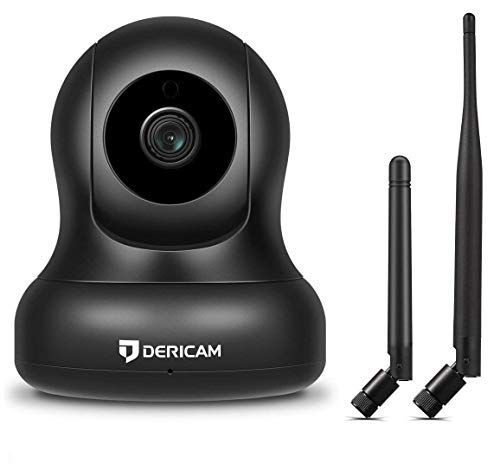 Dericam Überwachungskamera Innen, FHD 1080P WLAN IP Kamera, Nachtsicht, Bewegungserkennung, Zwei-Wege-Audio, Baby Pet Veranda Monitor, Alternative Antenne
